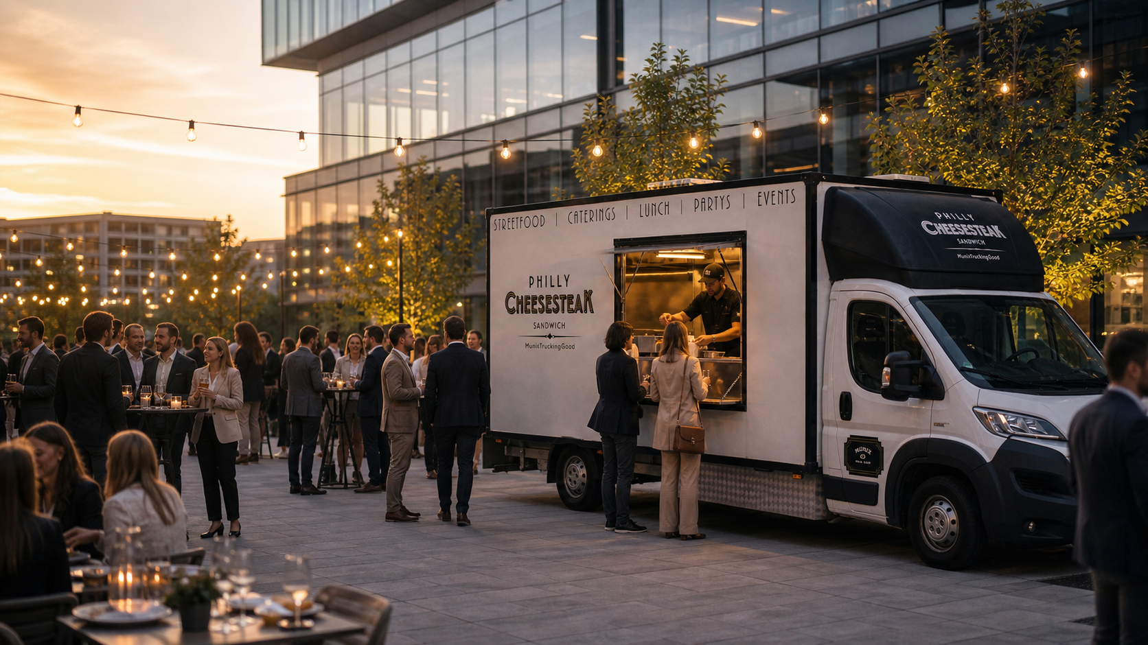 Trucking Good Philly Cheesesteak Foodtruck beim Abend-Event in München