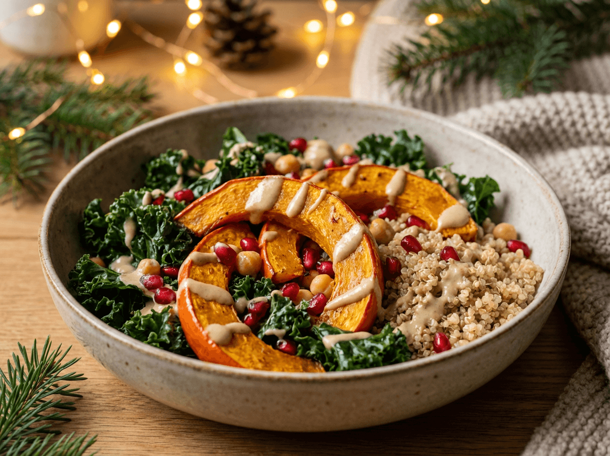 Winterliche Bowl mit Kürbis und Gemüse